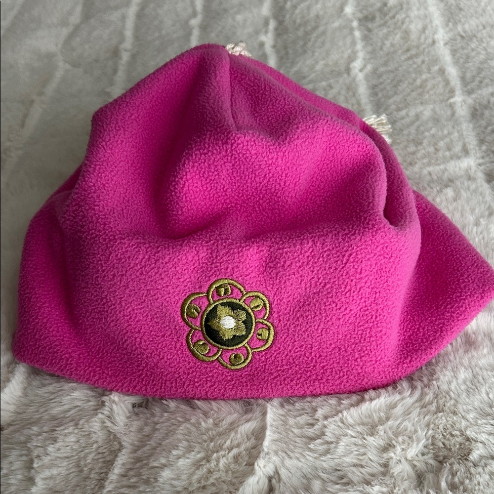 Obermeyer Pink Fleece Hat with Embroidered Flower